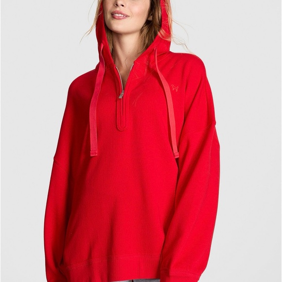 Pink , Victoria Secret Ivy Fleece Tunic Hoodie Women's Red Hoodie - Picture 3 of 4
